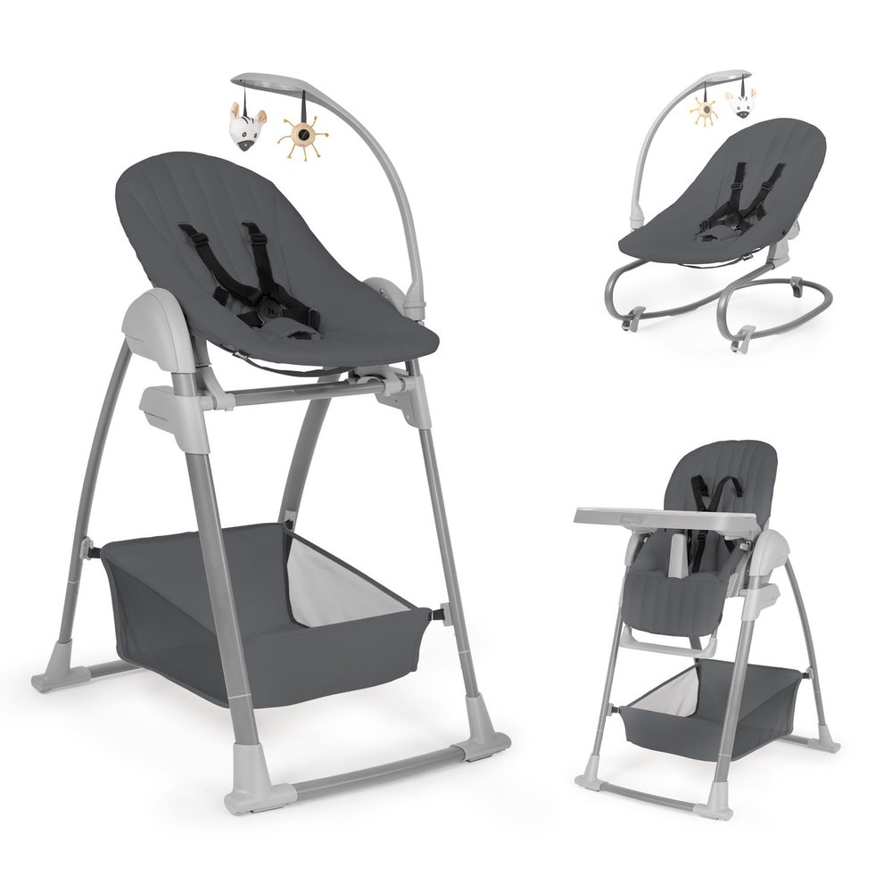 hauck Sit N Relax 3-in-1 High Chair with Newborn Insert and Rocker, Dark Grey
