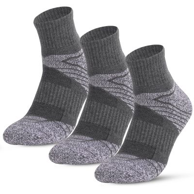 Walmeck 3 Pairs Men's Athletic Cotton Socks, Comfortable, Durable, Breathable, with Reinforced Heel, for Hiking, Walking, Climbing and Mountaineering (L)