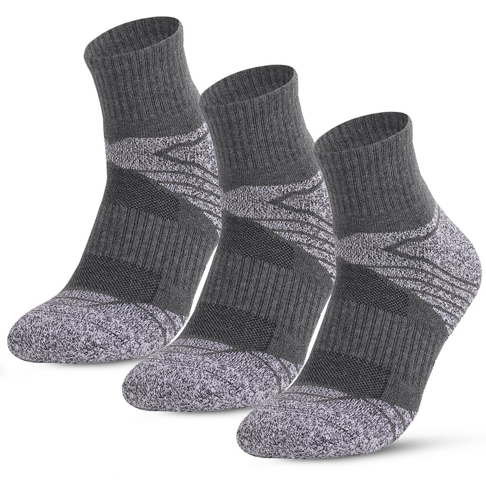 Walmeck 3 Pairs Men's Athletic Cotton Socks, Comfortable, Durable, Breathable, with Reinforced Heel, for Hiking, Walking, Climbing and Mountaineering (L)