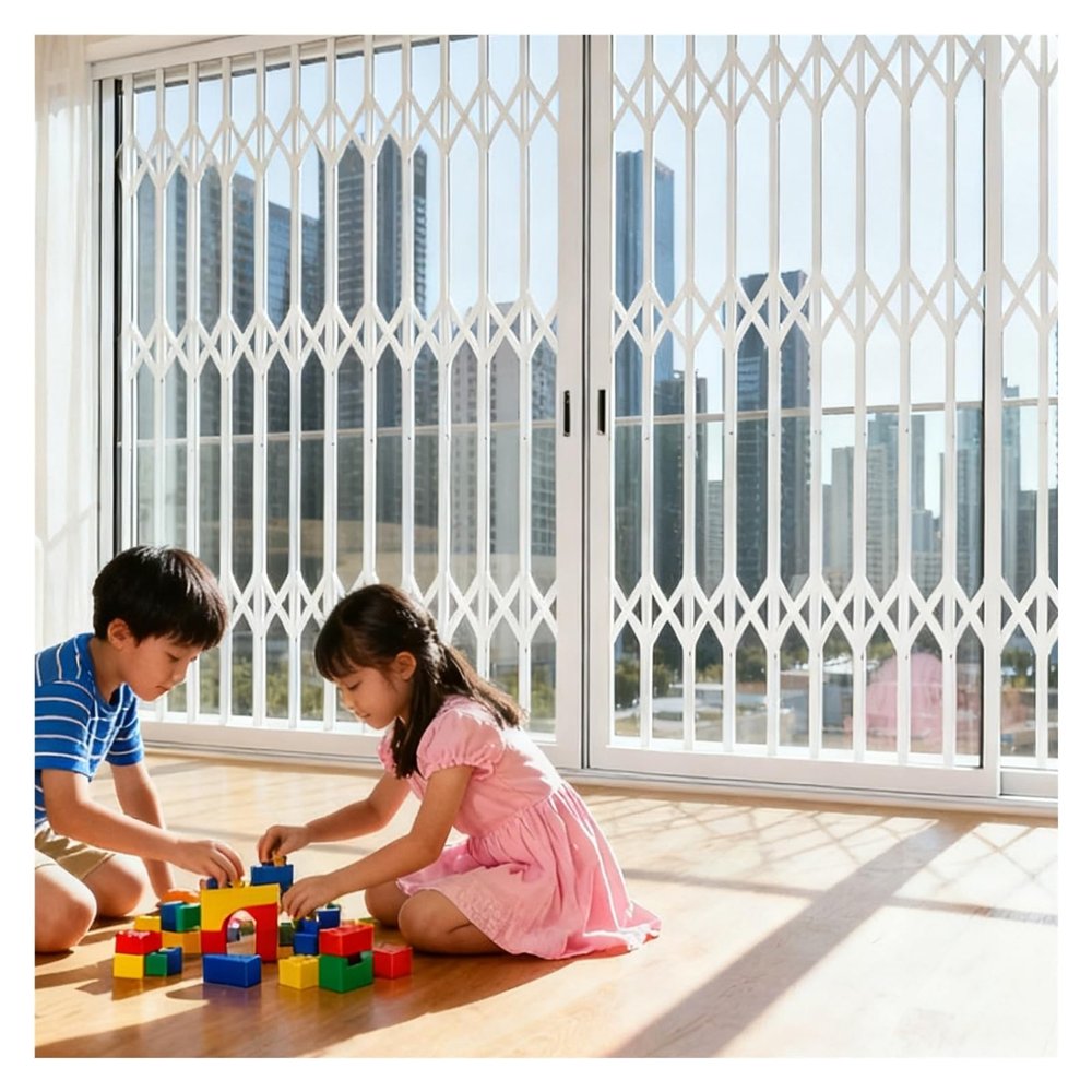 Custom-Fit Folding Aluminum Window Security Grille, Burglar-Resistant Child Safety Barrier for Home, Basement and Nursery (W75 x H120 cm / 30 x 48 in)