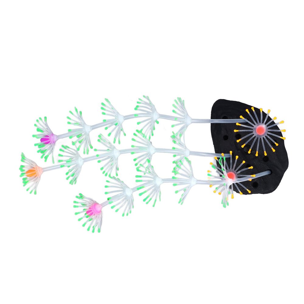 AKLOSIPY Silicone Fish Decorations with Reactive Coral Design for Aquariums - Green