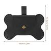 Black Leather Dog Waste Bag Holder and Dispenser with Leash Attachment view 2