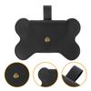 Black Leather Dog Waste Bag Holder and Dispenser with Leash Attachment view 3