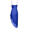 Women's Mesh Lingerie Pajama Set, Strappy Loungewear (Blue, M) view 4