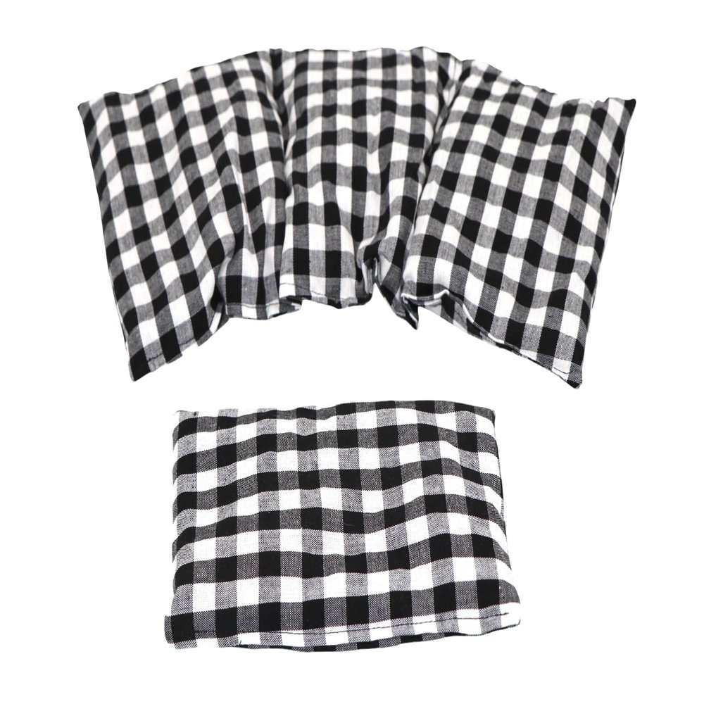 Cherry Pit Pillow Set, 36 x 18 cm 3-Chamber + Small Pillow, Black Plaid