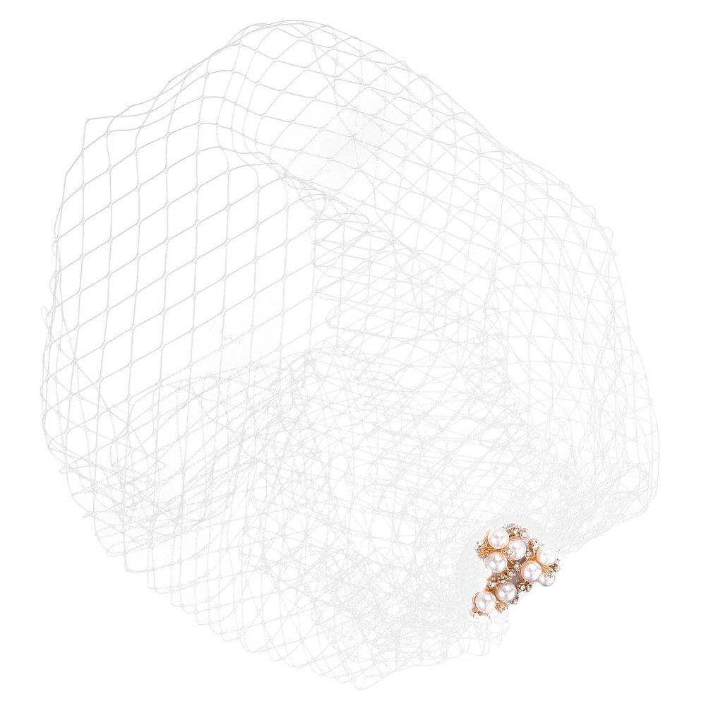 TOGEVAL White Mesh Headpiece for Brides and Women, Lightweight
