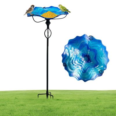 Bird Bath with 80 cm Stand, Vintage Flower Garden Decor