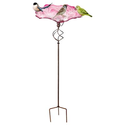Rukjmqi Outdoor Bird Bath, Iron Art Flower Water Feeder