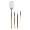 Lash Extension Tool Kit with 360° Stainless Steel Inspection Mirror, Tweezers and Pickup Sticks, 20.8 cm, Gold view 1