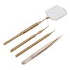 Lash Extension Tool Kit with 360° Stainless Steel Inspection Mirror, Tweezers and Pickup Sticks, 20.8 cm, Gold view 2