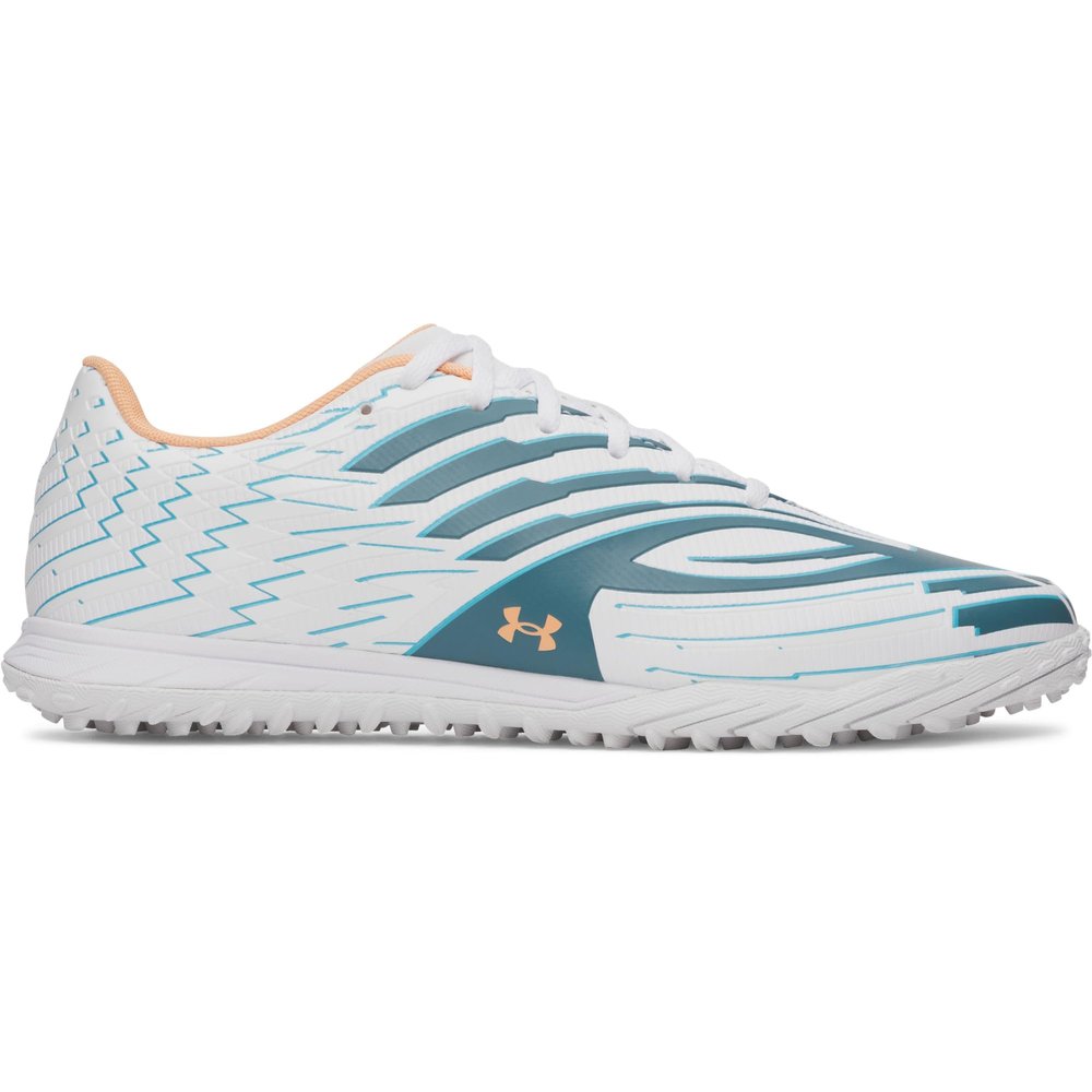 Under Armour Shadow Select 4 Turf Unisex Cleats, White / Boundless Blue / Orange Bloc, EU 42.5