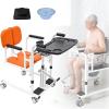 Height-Adjustable Patient Lift Transfer Chair with Commode Pan and Seat Cushion view 1