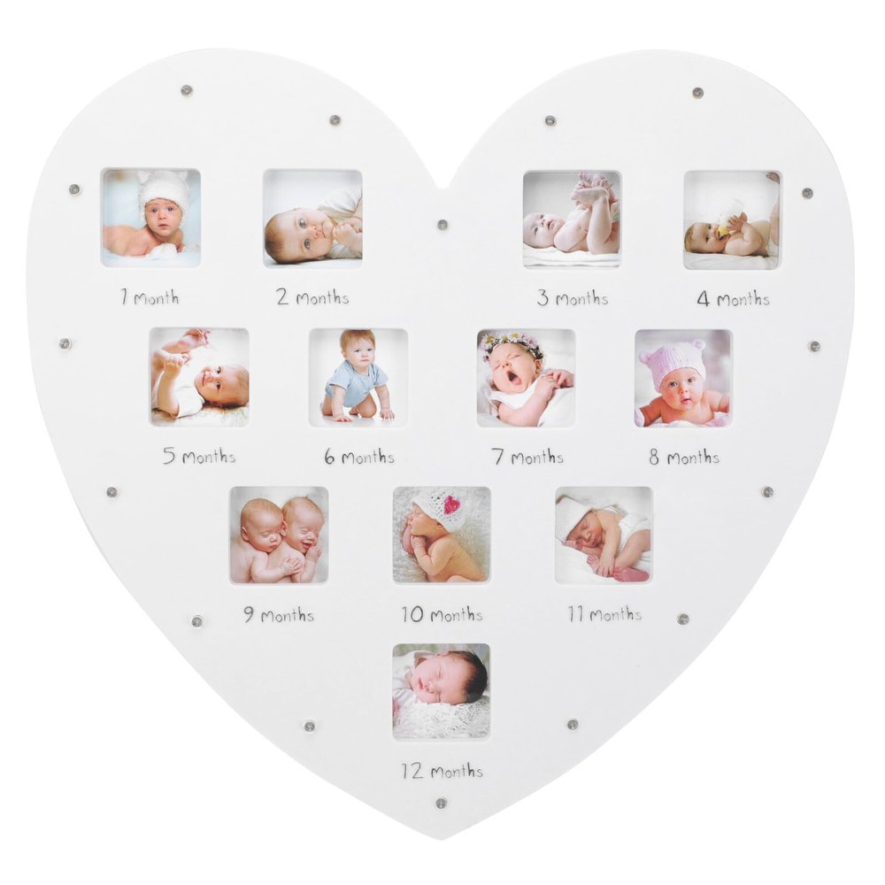 Heart-Shaped Growth Photo Frame with Light, 12 Photos, Acrylic