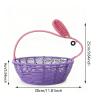 Rattan Basket with Rabbit Handle, Rustic Organizer view 2