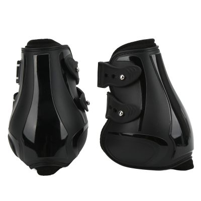 Horse Tendon Boots Set, Adjustable PU Shell, Black, Hind Legs, Size M