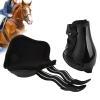 Horse Tendon Boots Set, Adjustable PU Shell, Black, Hind Legs, Size M view 4