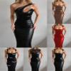 Women's Wet-Look Faux Leather Bodycon Midi Dress view 3