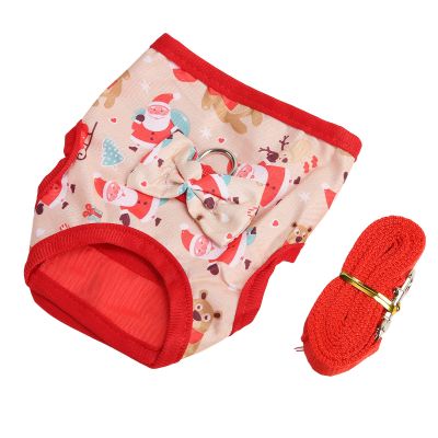 shenruifa Rabbit Vest Harness and Leash Set, Cute Santa Pattern, Small Pet Christmas Party Costume (M)