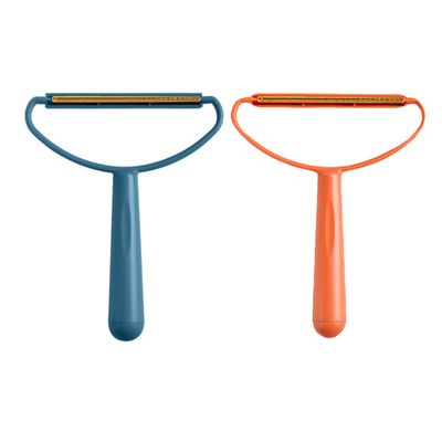Small Lint Remover with Brush, 2-Piece Set, Plastic and Copper