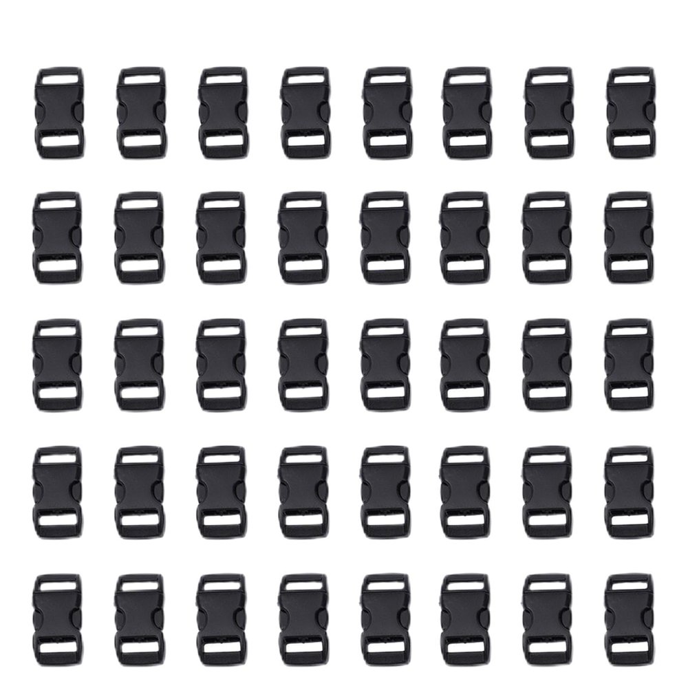 FACAIIO Plastic Buckle, 10 mm, for Braided Paracord Pet Collar, Black, 40 Pieces