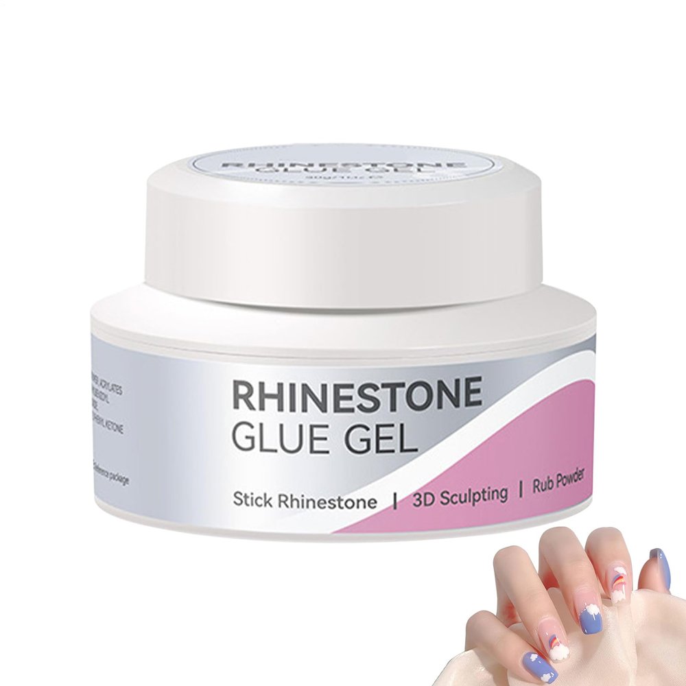 Rhinestone Glue for Nails, 30 g Nail Glue Gel, Long-Lasting, Easy to Remove, Less Harmful for Fabric Jewelry