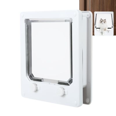 Indoor Cat Door - Pet Access Door, 4-Way Locking