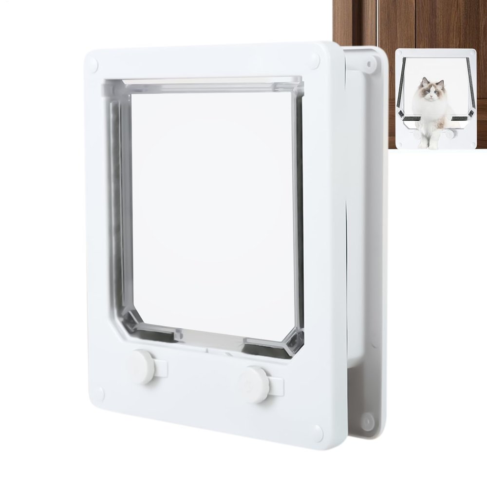 Indoor Cat Door - Pet Access Door, 4-Way Locking