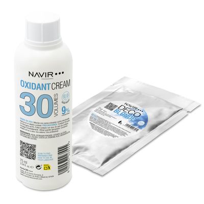 NAVIR Professional Hair Bleach Kit | Decoblonde Powder 25 g + Cream Developer 75 ml, 30 Vol (9%)