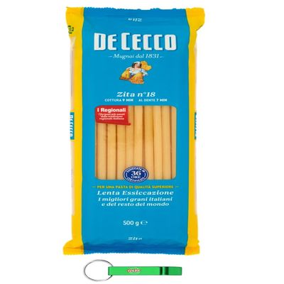 36x De Cecco Zita Pasta No. 18, 100% Italian, 500 g Pack + Free Beni Culinari Keychain