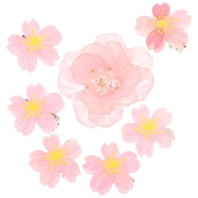 Pink Resin Flower Hair Clips for Girls
