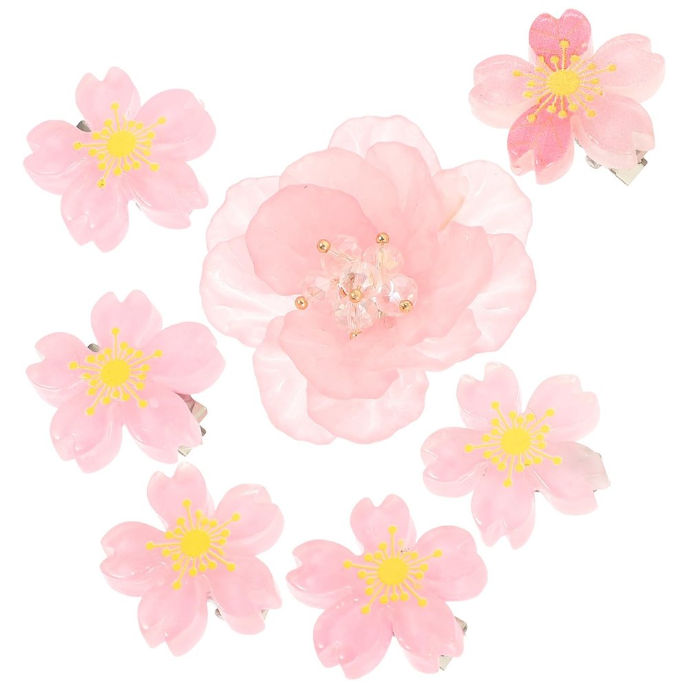 Pink Resin Flower Hair Clips for Girls