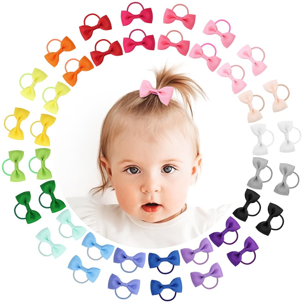 vobobe 40-Piece Baby Hair Ties with Bows, 2 in