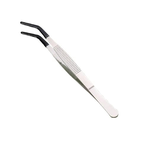 Stainless Steel Reptile Feeding Tongs with Rubber Tips, Straight and Curved