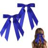 Zimocepuz Blue Satin Hair Bows, 2-Pack, Royal Blue view 1
