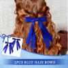 Zimocepuz Blue Satin Hair Bows, 2-Pack, Royal Blue view 4
