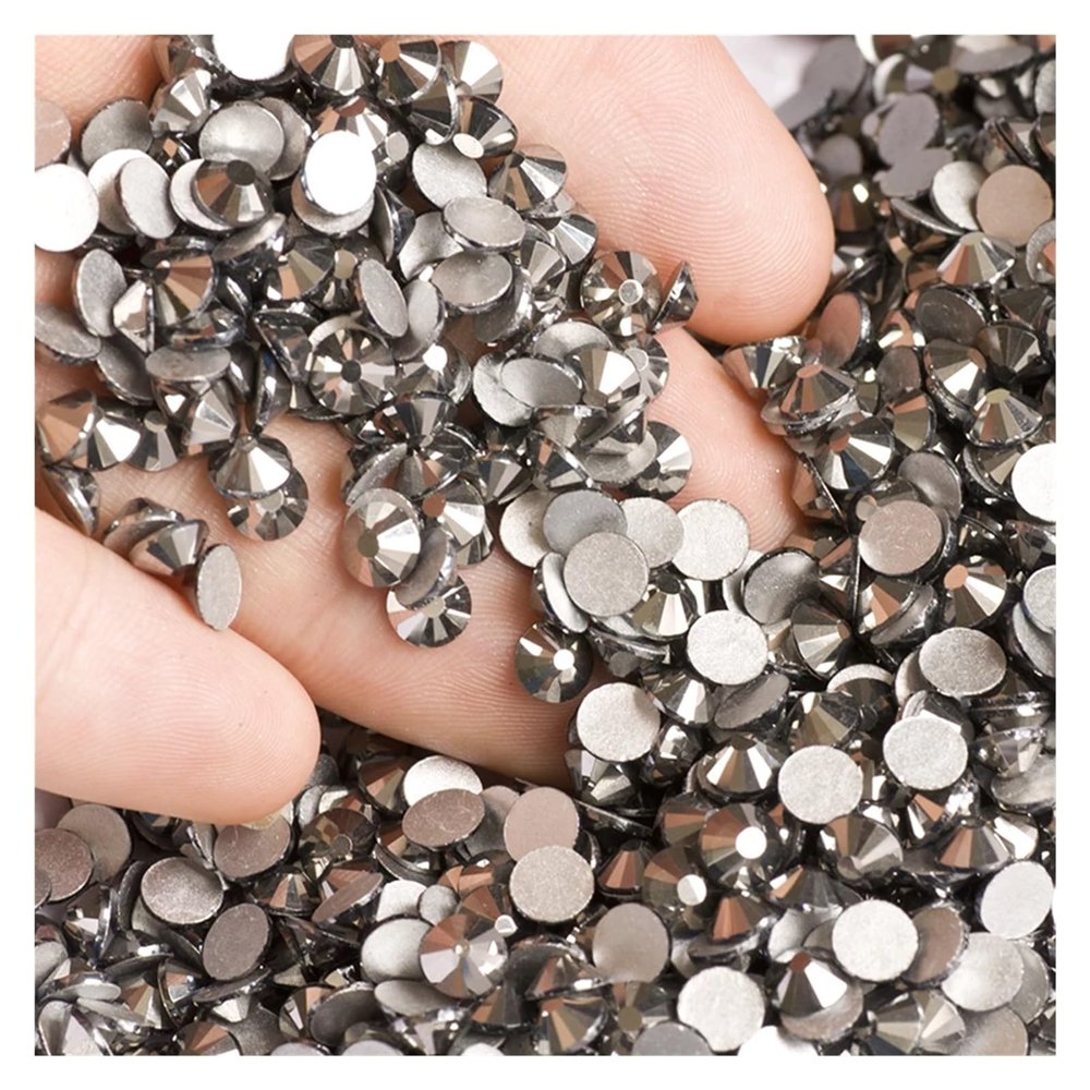 PULaif Resin Rhinestones, Flat Crystals for Nail Art and Crafts, Hematite, SS20, 1,440 Pieces