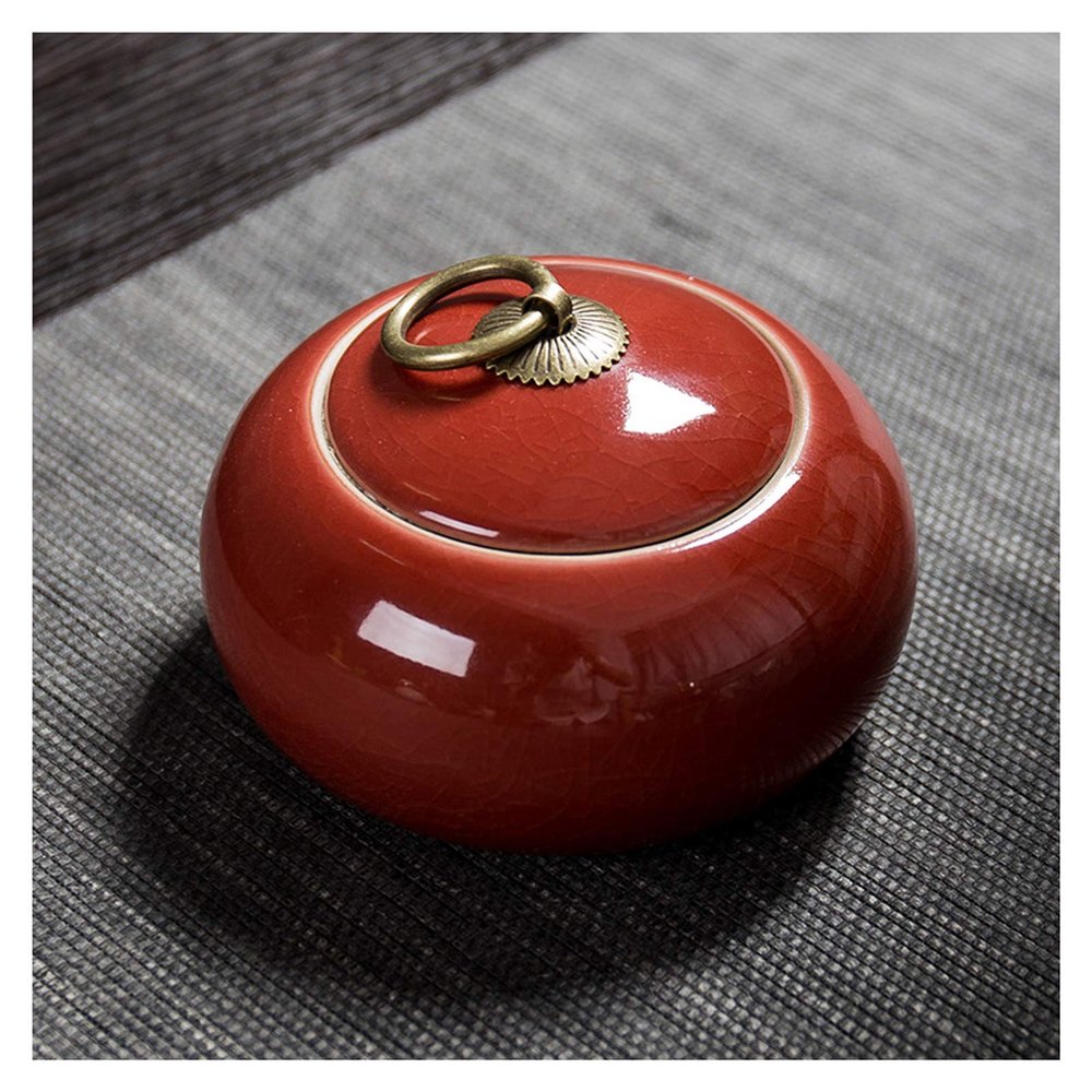 PIKITER Mini Handmade Ceramic Urn for Pet Ashes, Bordeaux, 1 Piece
