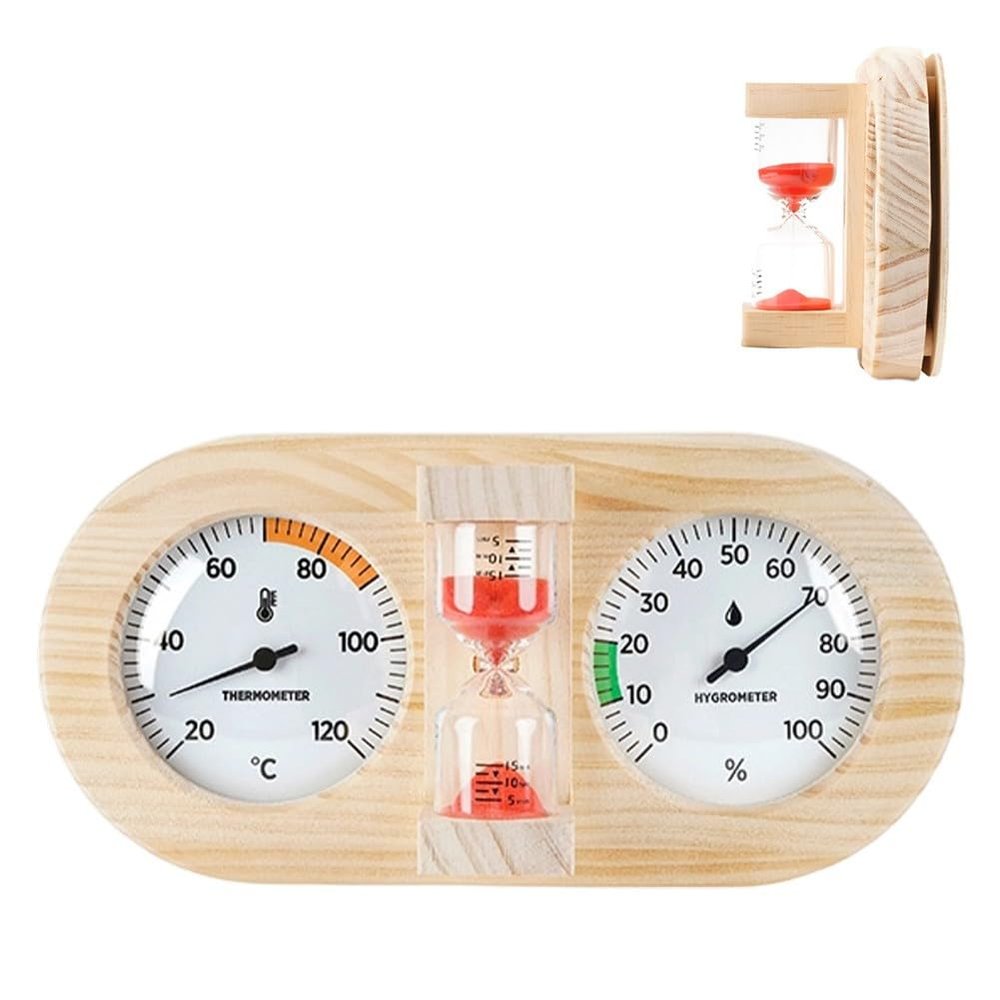 Gettimore Wooden Sauna Thermometer and Hygrometer with 15-Minute Timer
