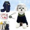 Color-Block Winter Dog Overall with Back Zipper, Fleece Lining (Navy, M) view 1