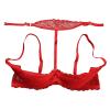 Women's Sexy Lace Push-Up Bra, 1/4-Cup Style, Red, 85C view 2