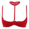 Women's Sexy Lace Push-Up Bra, 1/4-Cup Style, Red, 85C view 3