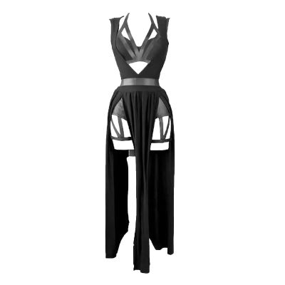 Sexy Women's Lingerie Nightdress with Bandage-Style Bra, Black, XXXXXL