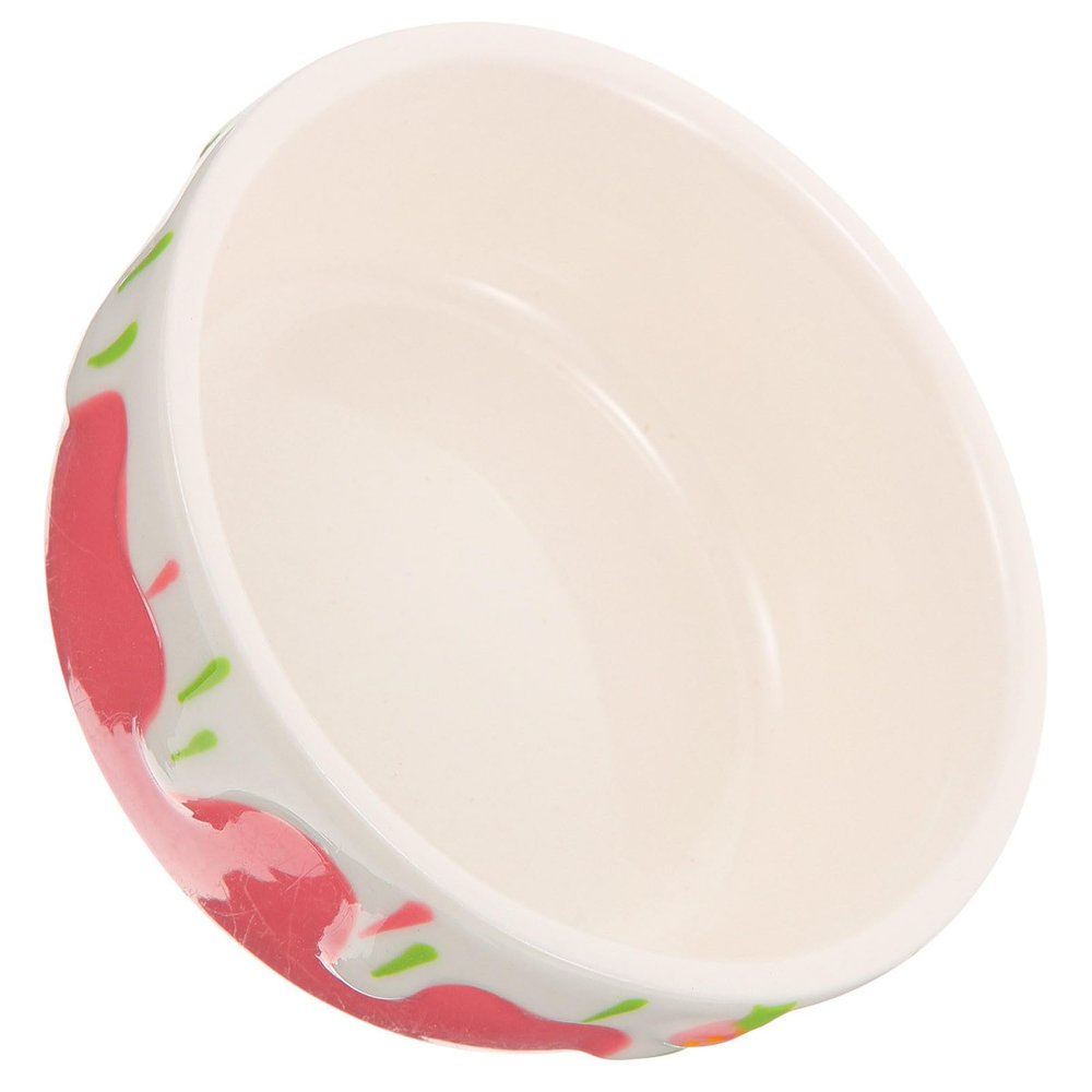 Compact Pink Ceramic Food Bowl for Hamsters and Rabbits