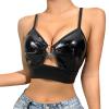 Generic Sexy Women's PU Lingerie Buckle Strap Plunging Neckline Underwire Push-Up Bralette (Black, M) view 1