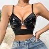 Generic Sexy Women's PU Lingerie Buckle Strap Plunging Neckline Underwire Push-Up Bralette (Black, M) view 2