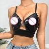 Generic Sexy Women's PU Lingerie Buckle Strap Plunging Neckline Underwire Push-Up Bralette (Black, M) view 3