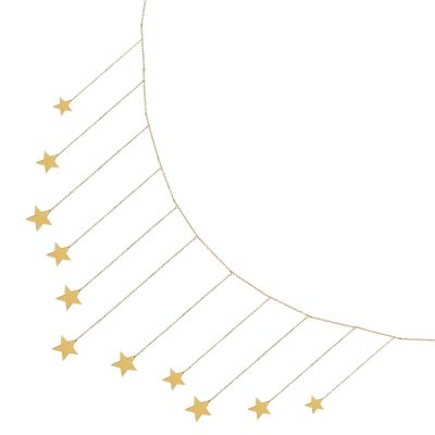 Metal Star Hanging Decoration, 1 Piece, Gold, Christmas Party Wall Decor