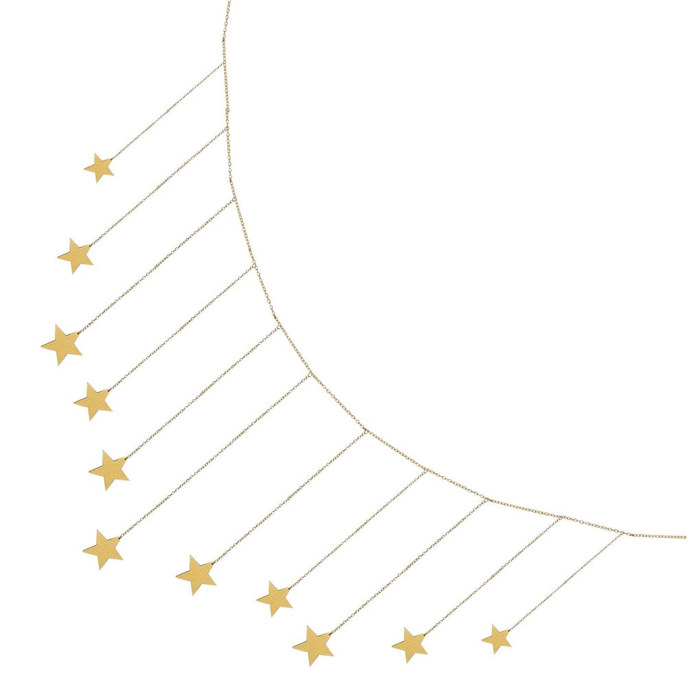Metal Star Hanging Decoration, 1 Piece, Gold, Christmas Party Wall Decor