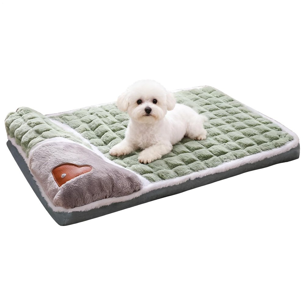 kinrguiyuez Dog Crate Cushion, Removable, with Backrest