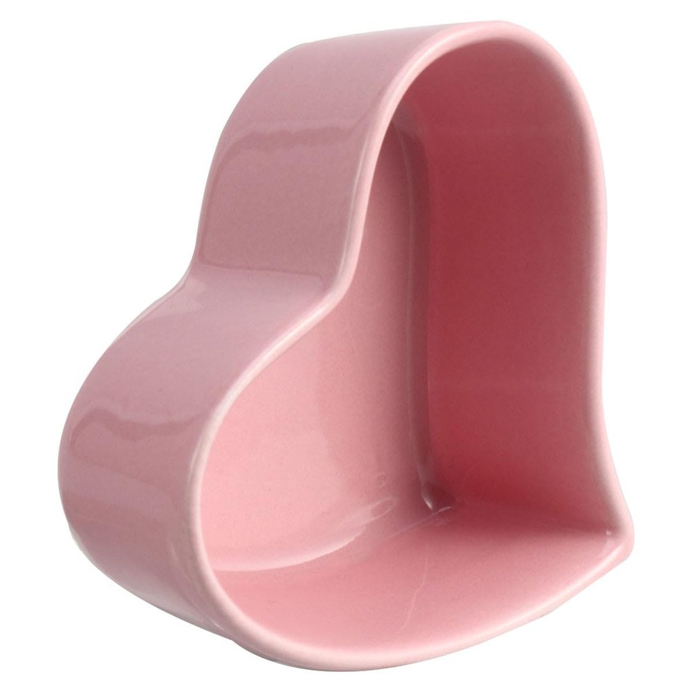 Mobestech 2-Piece Ceramic Hamster Food Bowls, Pink Heart Shape